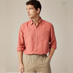 Nwt J. Crew Washed Linen Shirt with Point Collar Size In  Small Seasoned Red